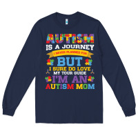 Navy lil autism mom Long Sleeve Tee - CowhideDigitalArt