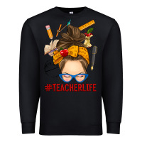 Black messy bun teacher life Premium Sweatshirt - RanaPortraitStore