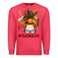 Cardinal messy bun teacher life Premium Sweatshirt - RanaPortraitStore