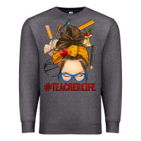 Charcoal Heather messy bun teacher life Premium Sweatshirt - RanaPortraitStore