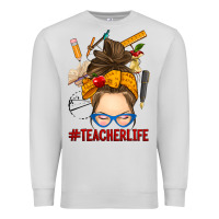 Dove Grey messy bun teacher life Premium Sweatshirt - RanaPortraitStore