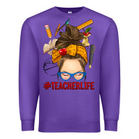 Purple messy bun teacher life Premium Sweatshirt - RanaPortraitStore