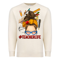 Messy Bun Teacher Life Premium Sweatshirt | Teevron