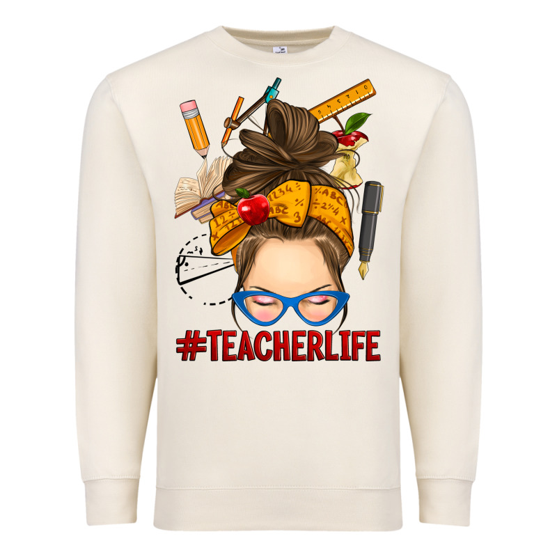 Messy Bun Teacher Life Premium Sweatshirt by RanaPortraitStore | Teevron