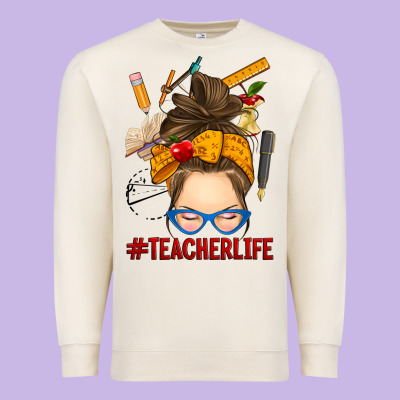 Messy Bun Teacher Life Premium Sweatshirt Designed By Ranaportraitstore