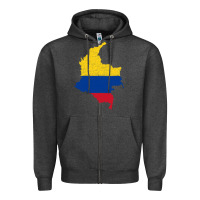 Charcoal Heather colombia Flag Map Drawing Line Art Zipper Hoodie - linhVisuals