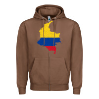 Chestnut colombia Flag Map Drawing Line Art Zipper Hoodie - linhVisuals