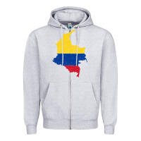 Heather Grey colombia Flag Map Drawing Line Art Zipper Hoodie - linhVisuals