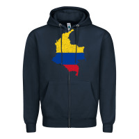 Navy colombia Flag Map Drawing Line Art Zipper Hoodie - linhVisuals
