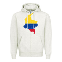 Oatmeal Heather colombia Flag Map Drawing Line Art Zipper Hoodie - linhVisuals