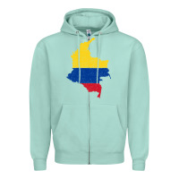 Seafoam colombia Flag Map Drawing Line Art Zipper Hoodie - linhVisuals