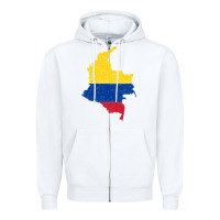 White colombia Flag Map Drawing Line Art Zipper Hoodie - linhVisuals