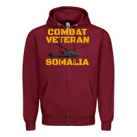 Burgundy combat veteran mogadishu somalia Zipper Hoodie - linhVisuals