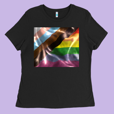Pride Flag Ladies Tee Designed By Fadigitalartstudio