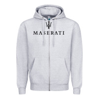 Heather Grey simple white trident symbol essential Zipper Hoodie - linhVisuals