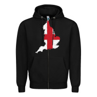 Black england Flag Map Drawing Line Art Zipper Hoodie - linhVisuals