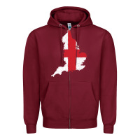 Burgundy england Flag Map Drawing Line Art Zipper Hoodie - linhVisuals