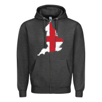 Charcoal Heather england Flag Map Drawing Line Art Zipper Hoodie - linhVisuals
