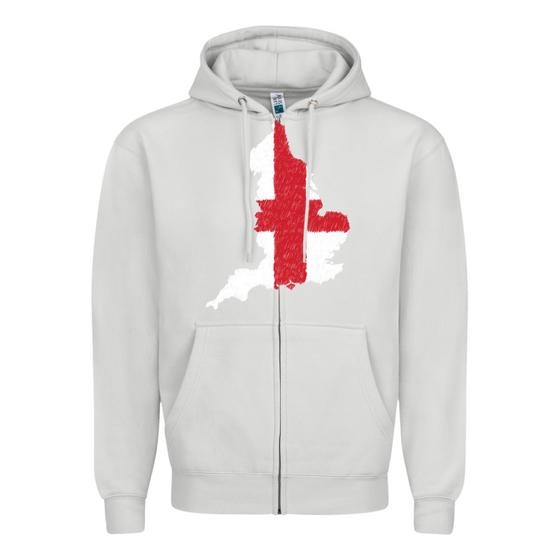 England Flag Map Drawing Line Art Zipper Hoodie by linhVisuals | Teevron