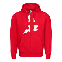 Red england Flag Map Drawing Line Art Zipper Hoodie - linhVisuals