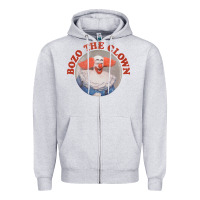 Heather Grey bozo the clown vintage style faded design ,  bozo Zipper Hoodie - linhVisuals