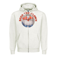 Oatmeal Heather bozo the clown vintage style faded design ,  bozo Zipper Hoodie - linhVisuals