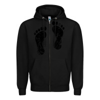 Black 70's footprints   footprint Zipper Hoodie - linhVisuals