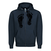 Navy 70's footprints   footprint Zipper Hoodie - linhVisuals