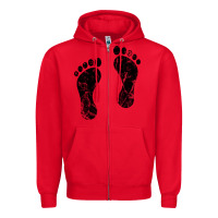 Red 70's footprints   footprint Zipper Hoodie - linhVisuals