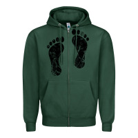 Sports Green 70's footprints   footprint Zipper Hoodie - linhVisuals