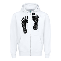 White 70's footprints   footprint Zipper Hoodie - linhVisuals