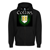 Black collins family irish coat of arms Zipper Hoodie - linhVisuals