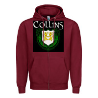 Burgundy collins family irish coat of arms Zipper Hoodie - linhVisuals