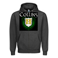 Charcoal Heather collins family irish coat of arms Zipper Hoodie - linhVisuals