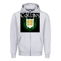 Heather Grey collins family irish coat of arms Zipper Hoodie - linhVisuals