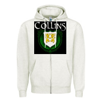 Oatmeal Heather collins family irish coat of arms Zipper Hoodie - linhVisuals