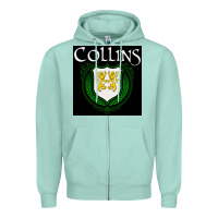 Seafoam collins family irish coat of arms Zipper Hoodie - linhVisuals