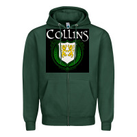 Sports Green collins family irish coat of arms Zipper Hoodie - linhVisuals