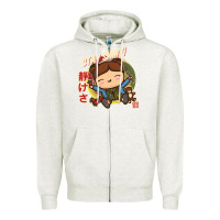 Oatmeal Heather kaylee kawaii Zipper Hoodie - linhVisuals