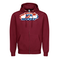 Burgundy usa hockey Zipper Hoodie - linhVisuals
