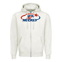 Oatmeal Heather usa hockey Zipper Hoodie - linhVisuals