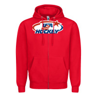 Red usa hockey Zipper Hoodie - linhVisuals