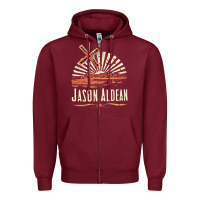 Burgundy Jason Aldean Zipper Hoodie - linhVisuals