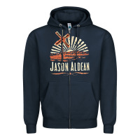 Navy Jason Aldean Zipper Hoodie - linhVisuals