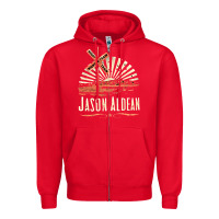 Red Jason Aldean Zipper Hoodie - linhVisuals