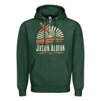 Sports Green Jason Aldean Zipper Hoodie - linhVisuals