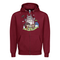 Burgundy totorooo tshirt Zipper Hoodie - linhVisuals