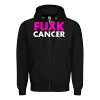 Black fck cancer Zipper Hoodie - linhVisuals
