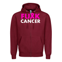 Burgundy fck cancer Zipper Hoodie - linhVisuals