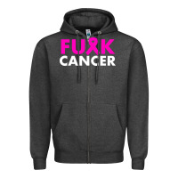 Charcoal Heather fck cancer Zipper Hoodie - linhVisuals
